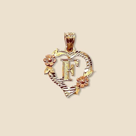 Gold Heart Initial Pendant Necklace - Picture 2 of 3